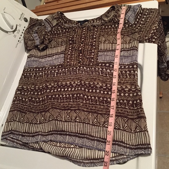 Banana Republic Brown Tribal Print Blouse - Picture 3 of 8